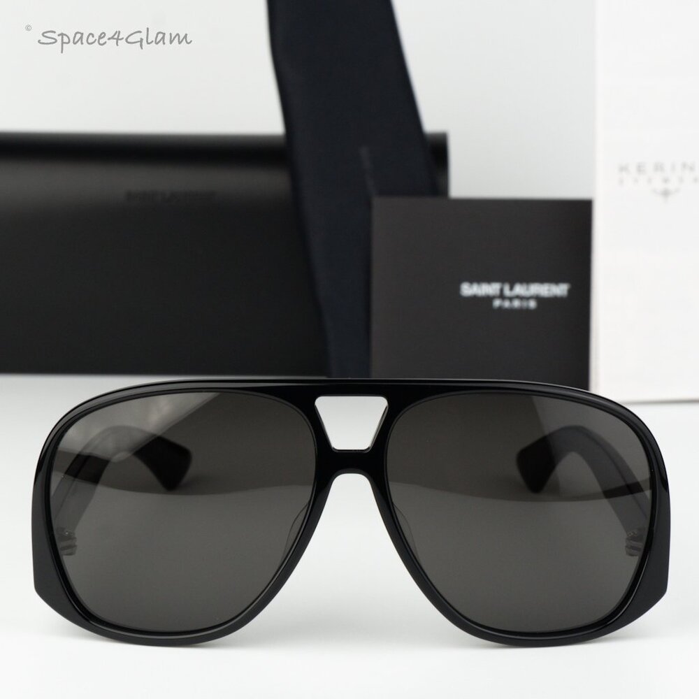 Saint Laurent Women Sunglasses Black Square SL652/F SOLACE 001 NEW AUTHENTIC - Picture 2 of 15